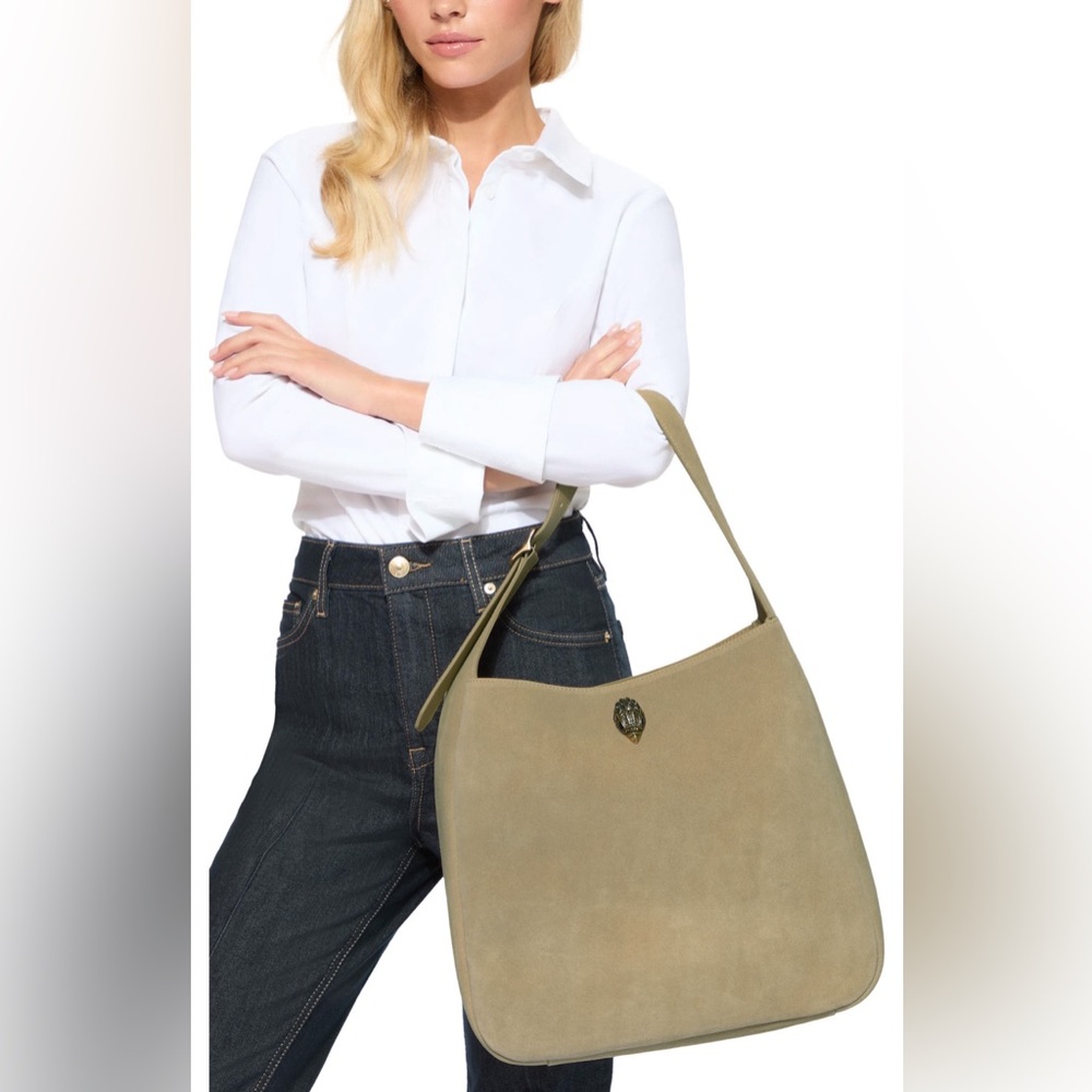 LARGE BOND HOBO BAG - KURT GEIGER LONDON excellent beige suede 💛